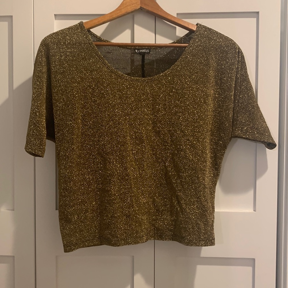 Espresso sequin gold lightweight top